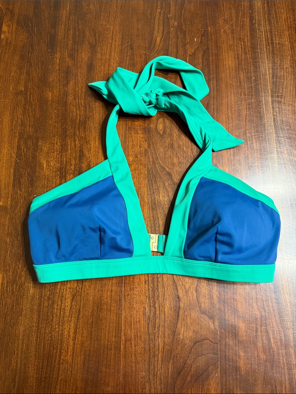 Boden Blue and Teal Halter Bikini Top